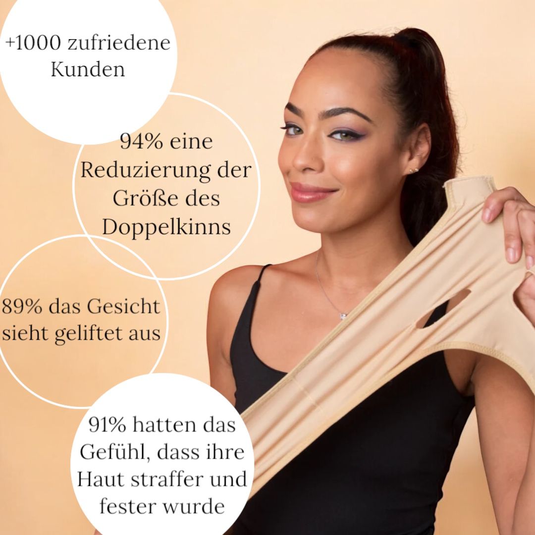 V-förmige Hebemaske mit verstellbarem Doppelkinnriemen für Frauen